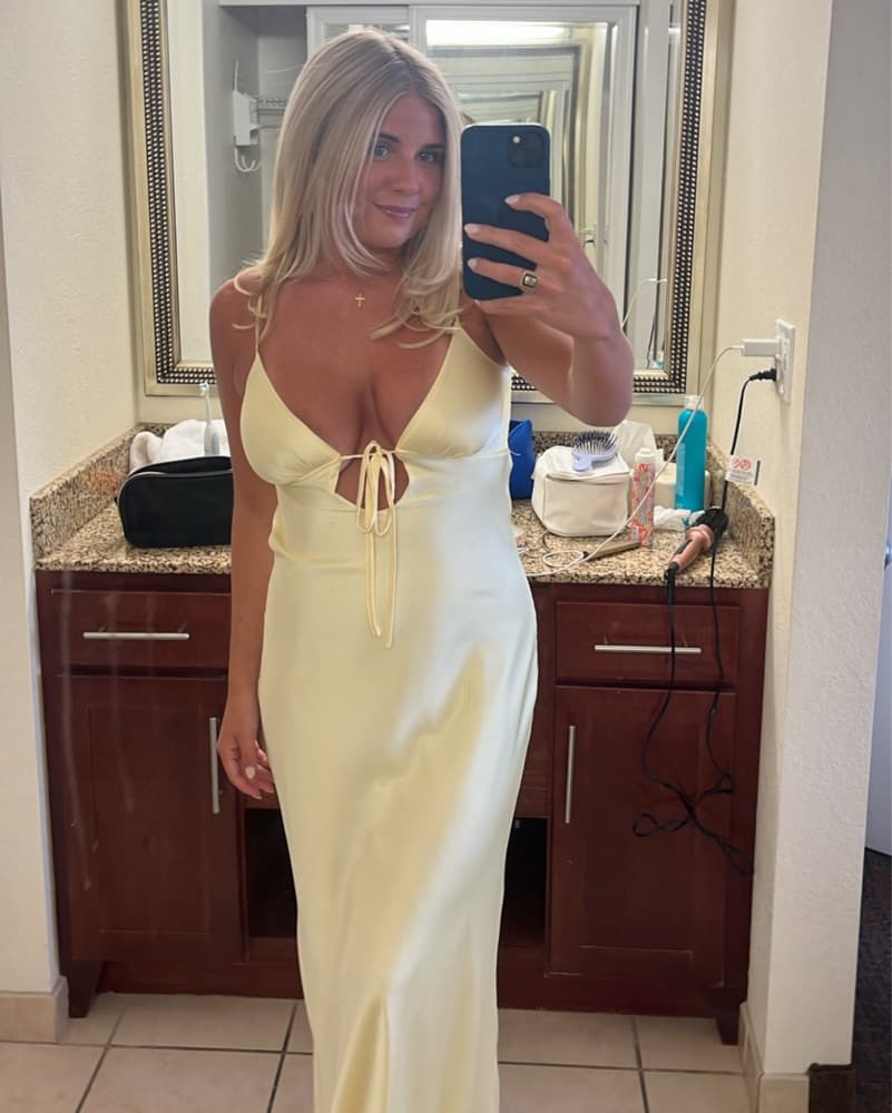 Peppermayo Flora Satin Maxi Dress Yellow - Image 3