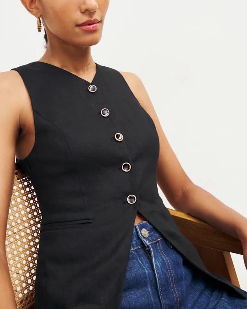 Reformation Black Aspen Linen Top - Image 2