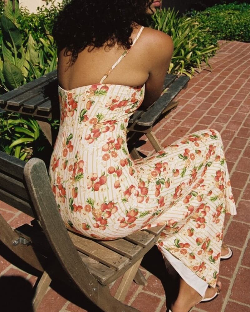 Italian Orange Print Maxi Dress - Image 5