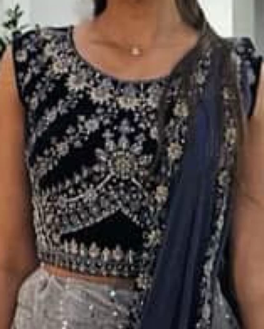 Navy and Gray Lehenga - Image 2
