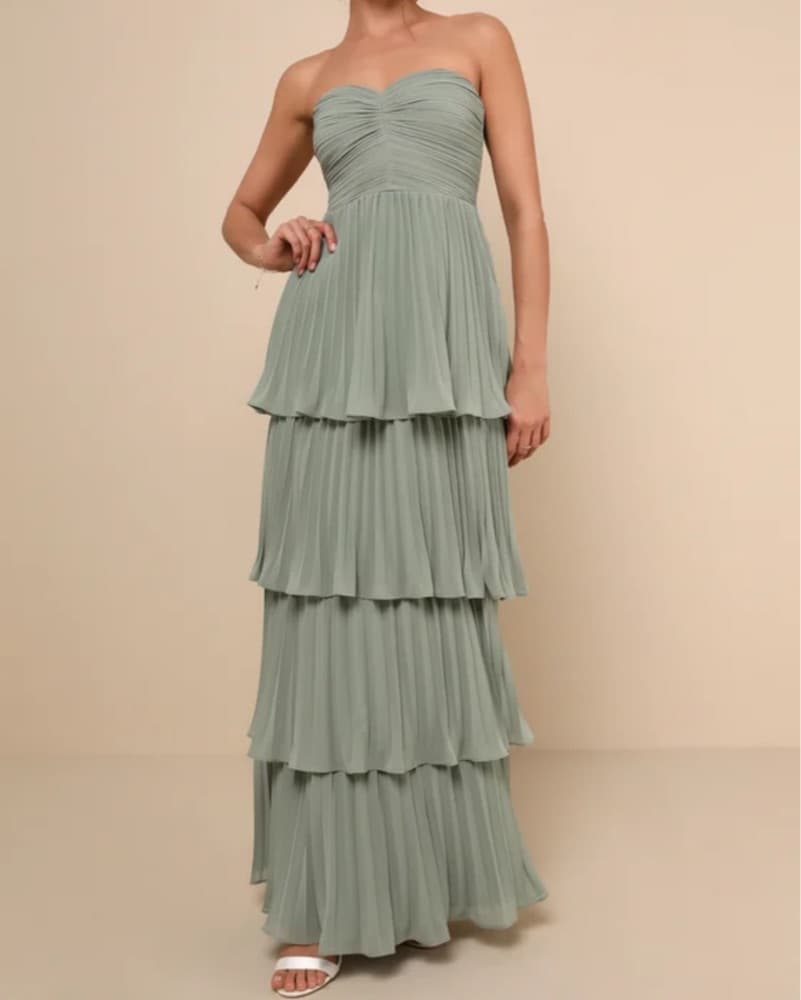 Sage Tiered Formal Gown - Image 1
