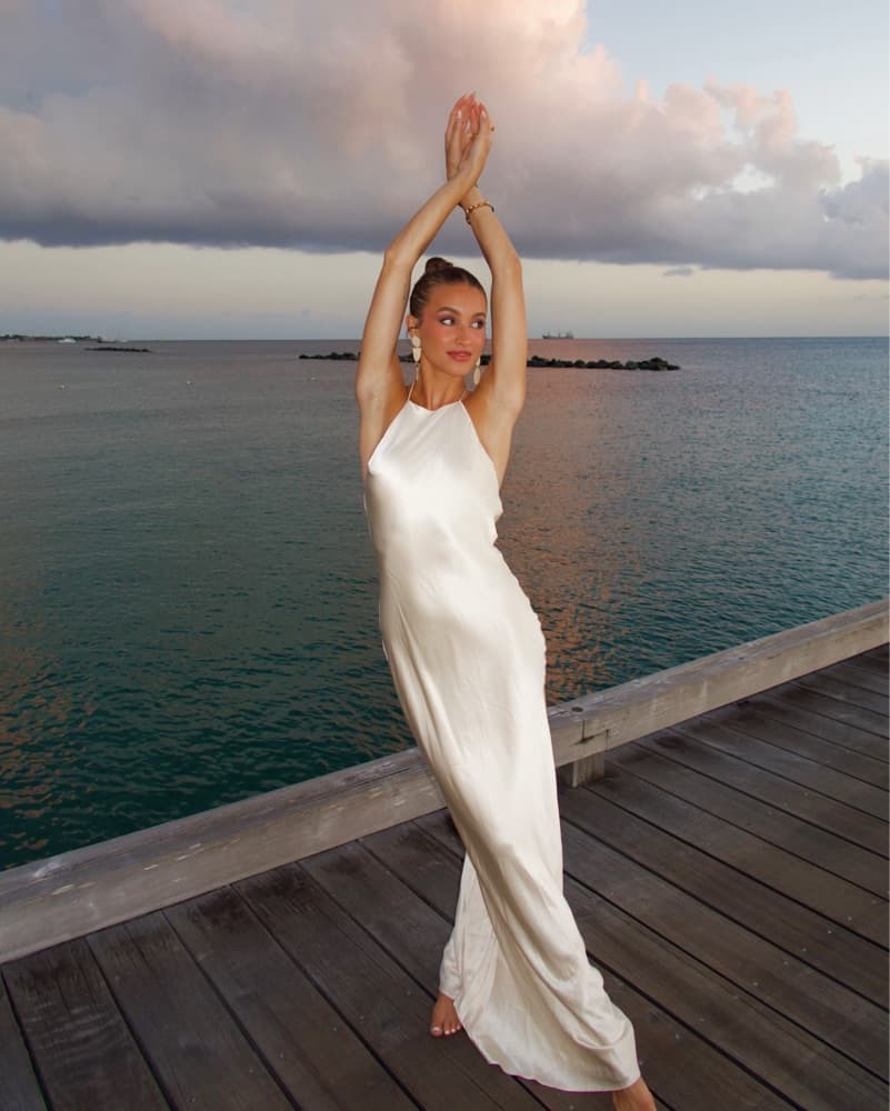 White Silk Reformation Dress - Image 2