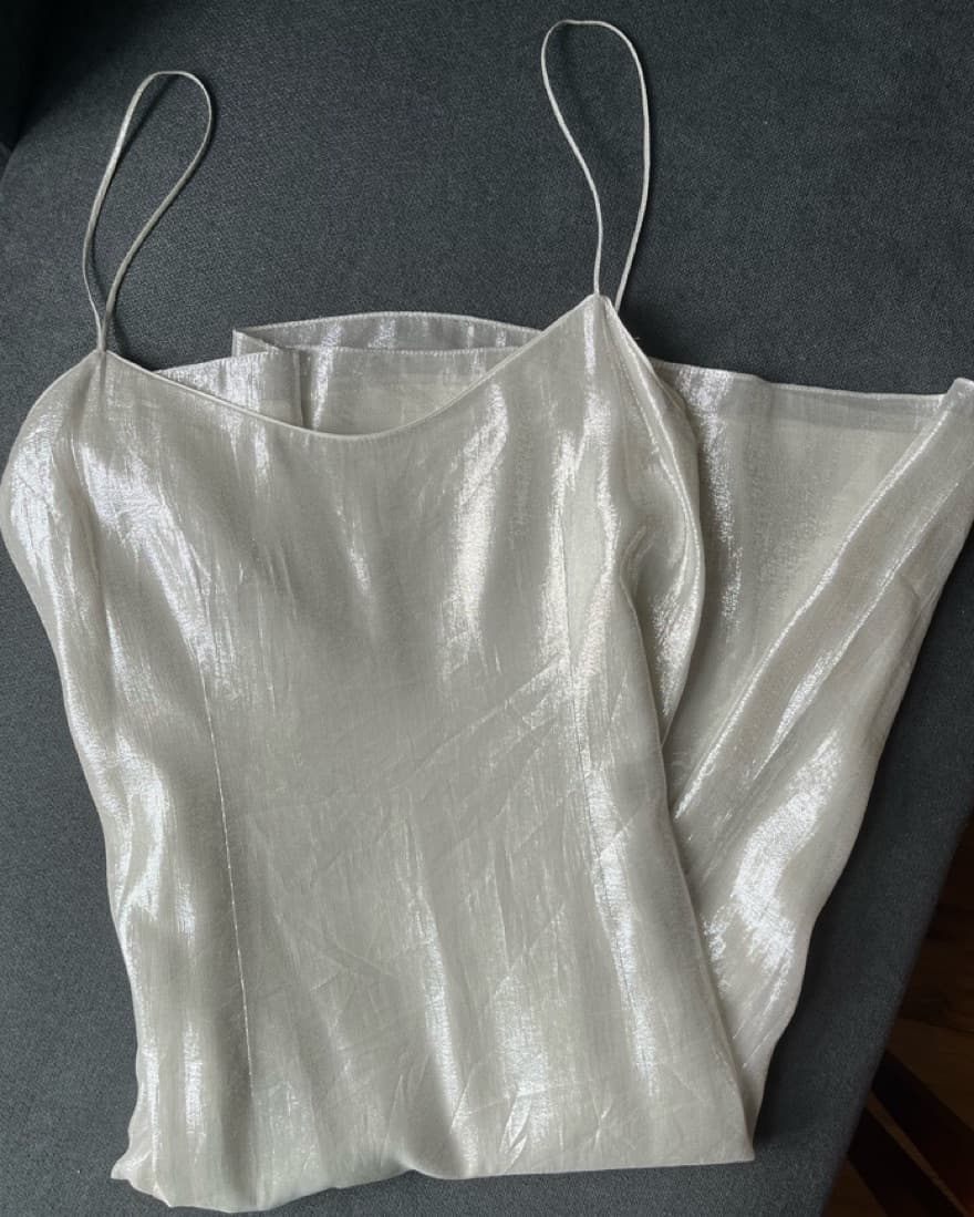 white silver slip dress - Teri Jon - Image 1