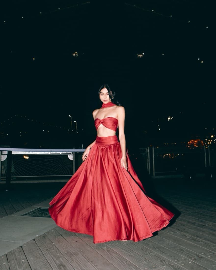 Custom Red Lehenga Gown - Image 1