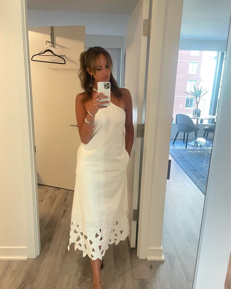 Jonathan Simkhai Simone White Linen Dre' - Image 3