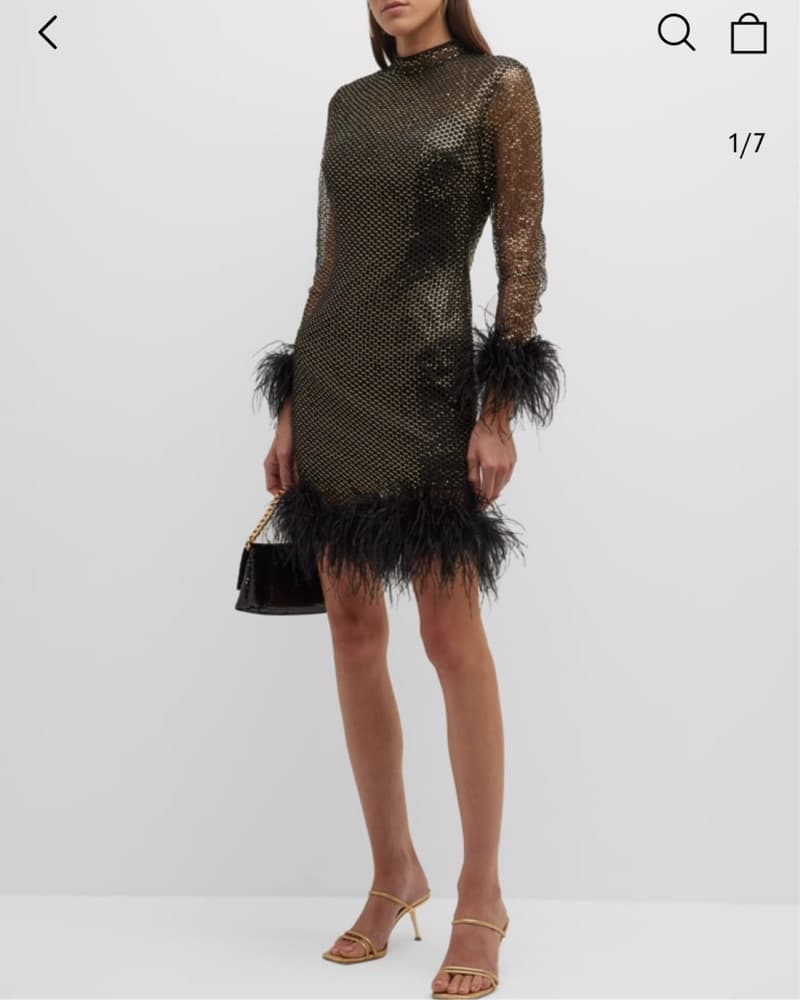 Jovani Sequin Mock Neck Feather Dress - Image 3