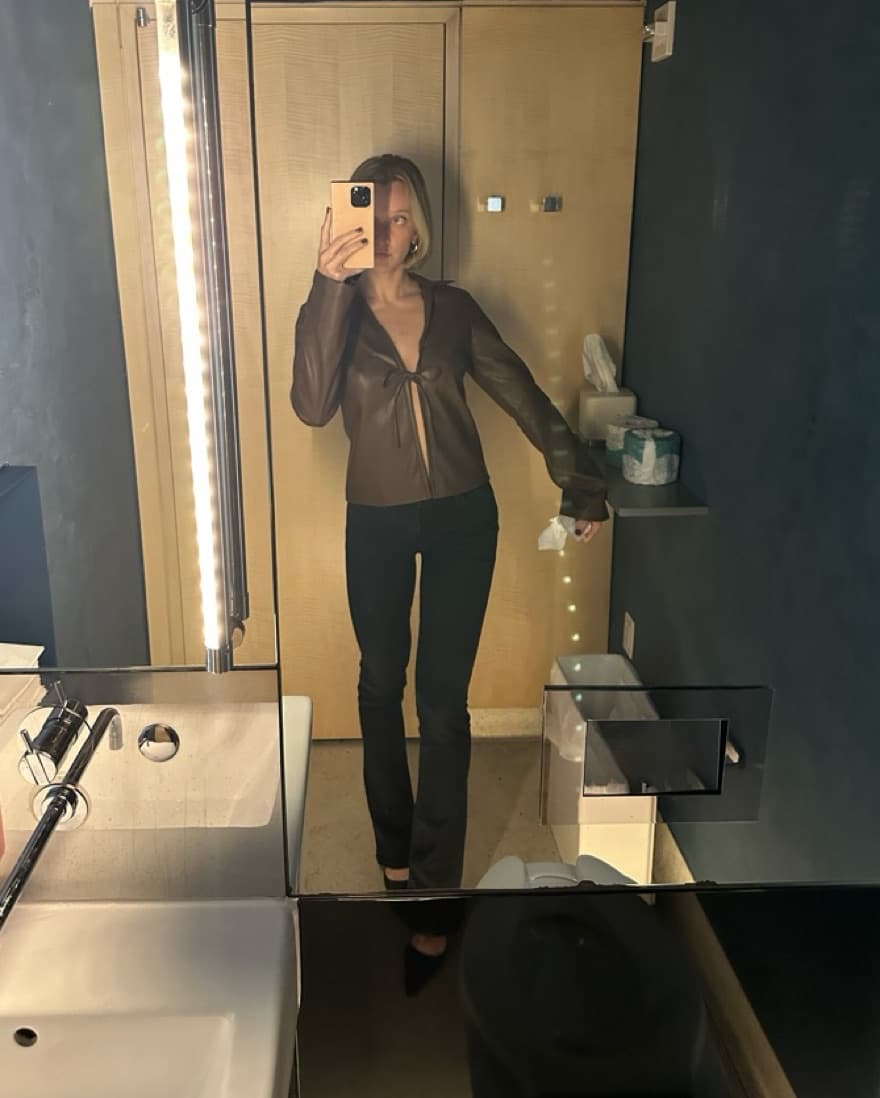 Meshki Faux Leather Tie Top - Image 2