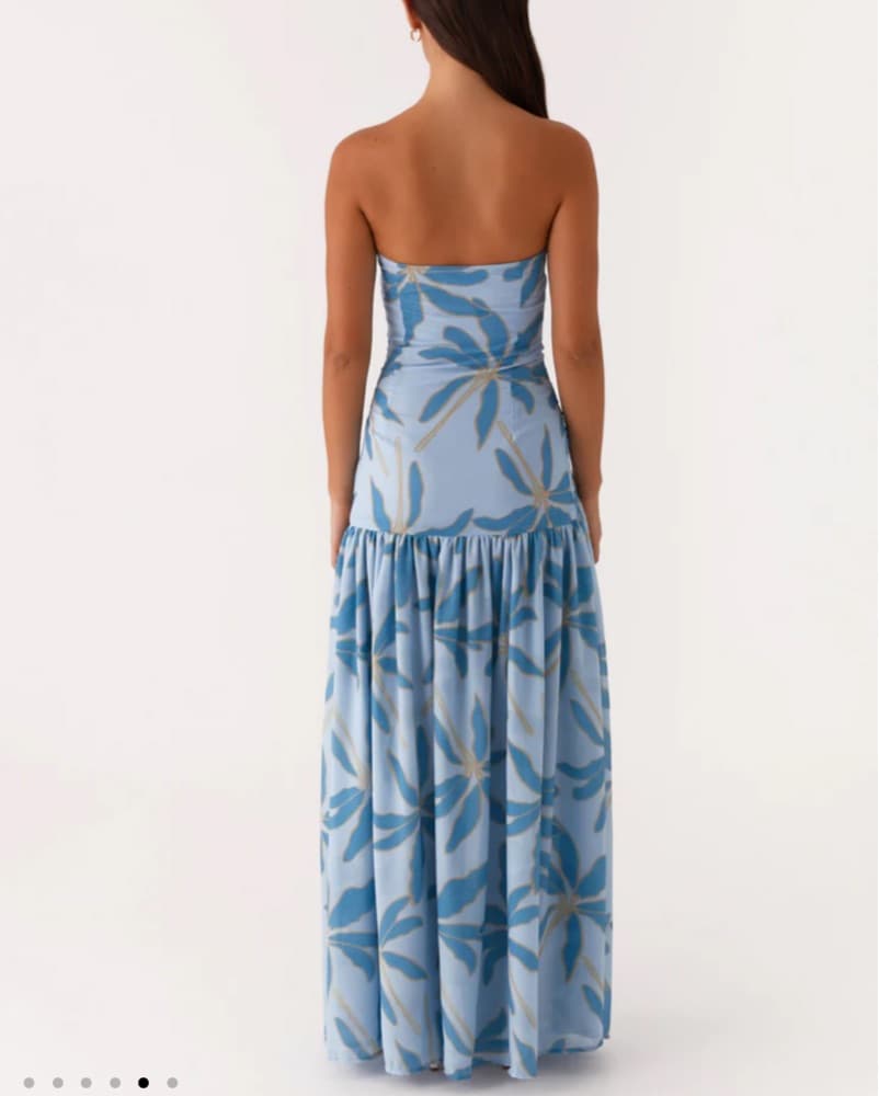 Drop Waist Blue Floral Maxi Dress (4) - Image 3