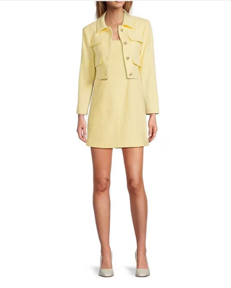 Tweed Butter Yellow Dress + Blazer Set - Image 3