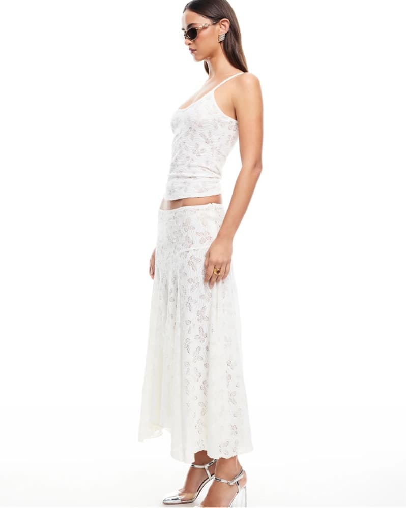 White Floral Lace Two-Piece Set | cover up, vacation set, white matching set - Image 2