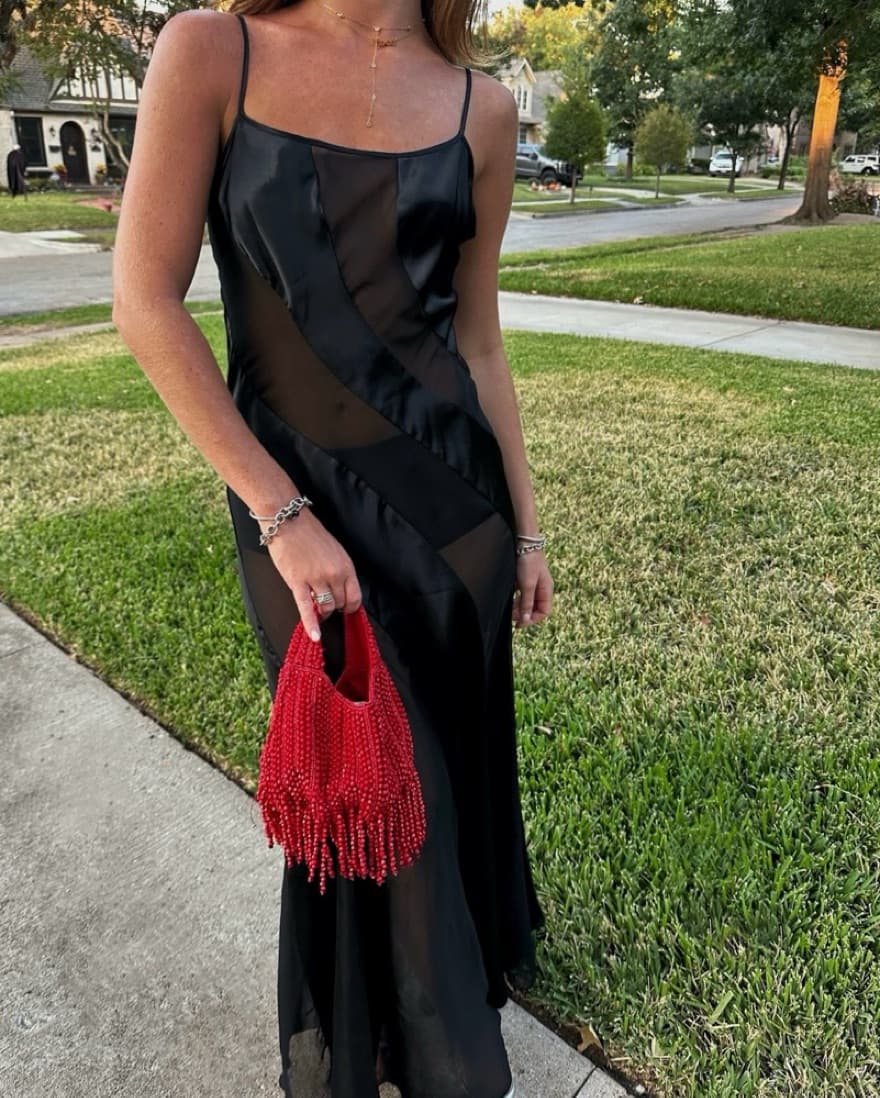 Vintage Sheer Black Maxi Dress - Image 2