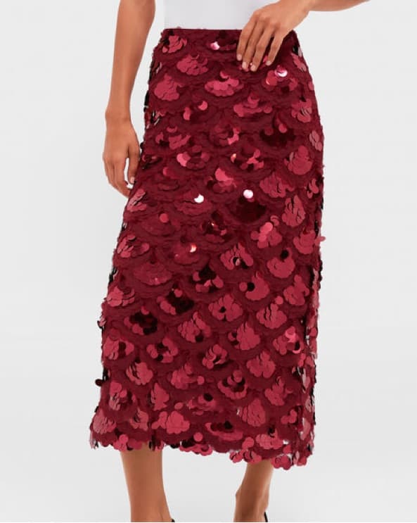 Hyacinth House Red Sequin Scale Skirt - Image 1