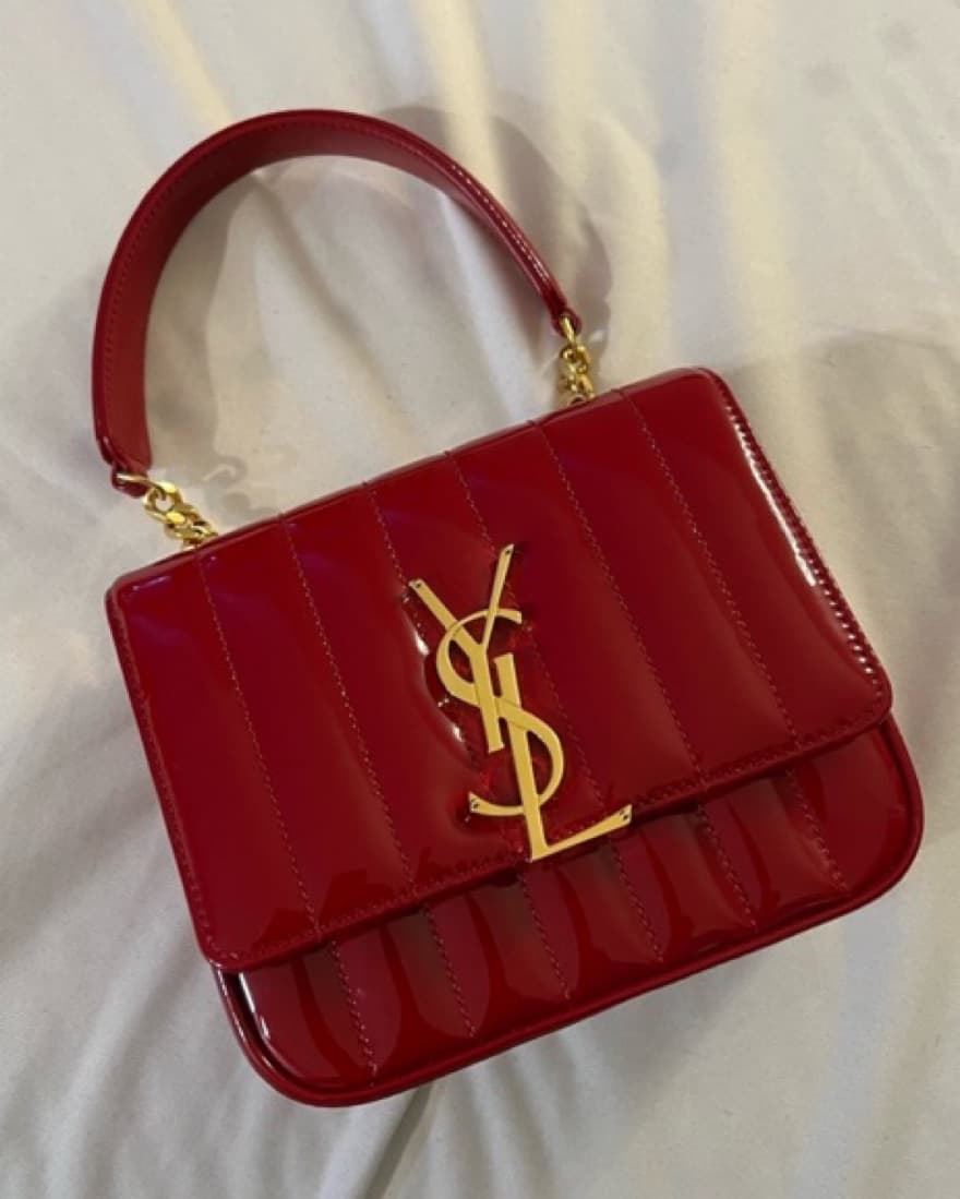 YSL Small Vicky Patent Red Bag  - Image 1