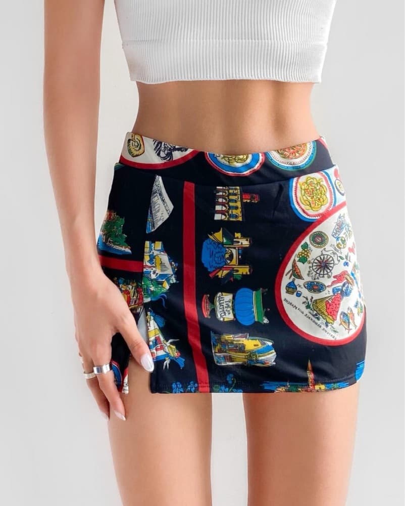 Vibrant Graphic Print Mini Skort UO - Image 1