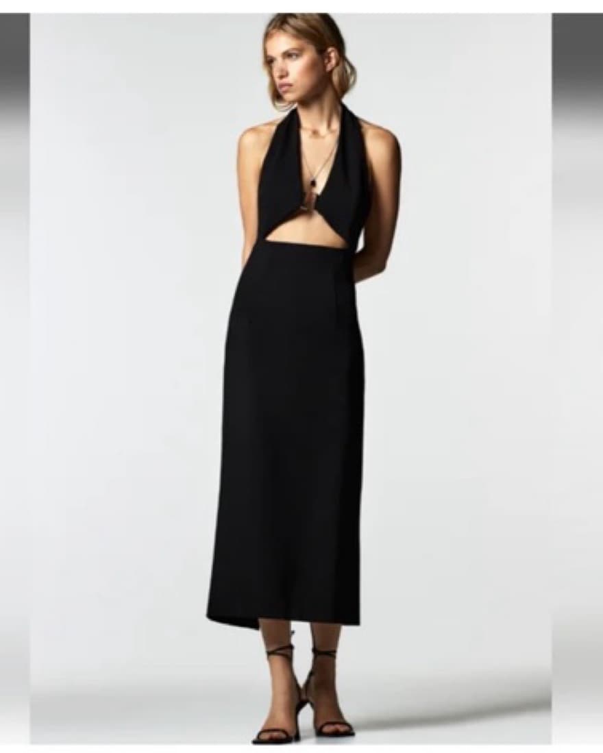 Black Cut Out Midi Dress With Hardware - Image 1