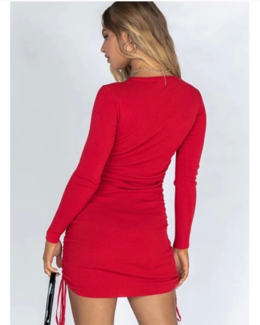Long Sleeve Red Mini Dress  - Image 3