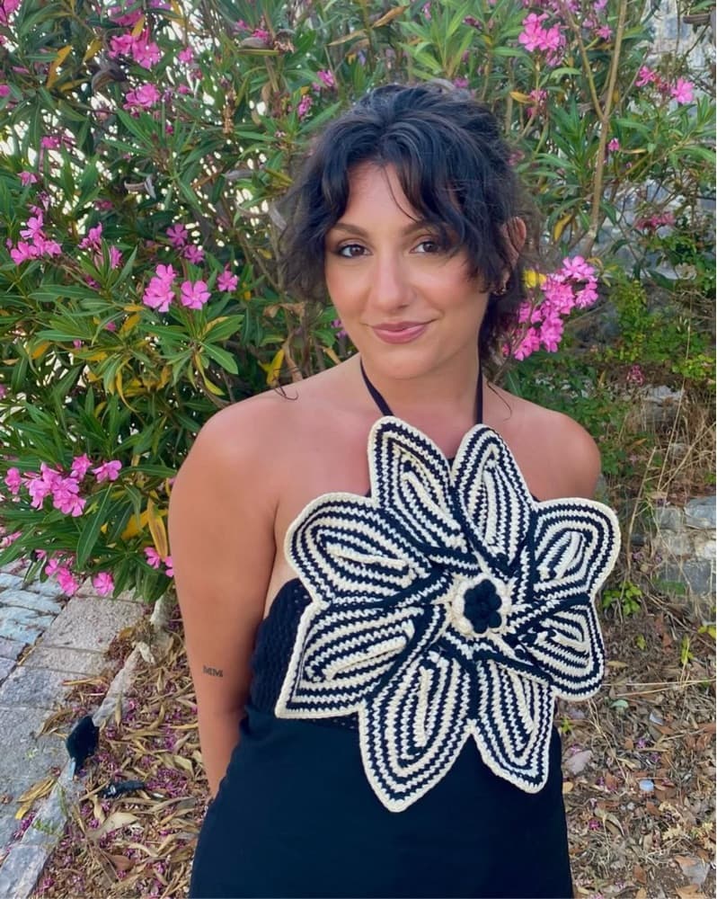 Black Crotchet Flower Dress - Image 1