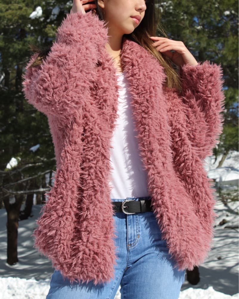 Fluffy Pink Faux Fur Jacket with Pockets - Image 5