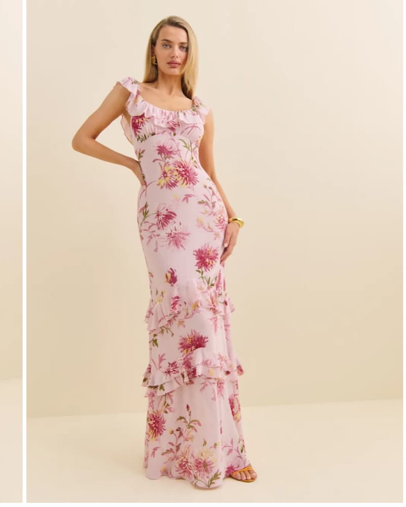Reformation Tripoli Dress In Pink Floral - Image 1