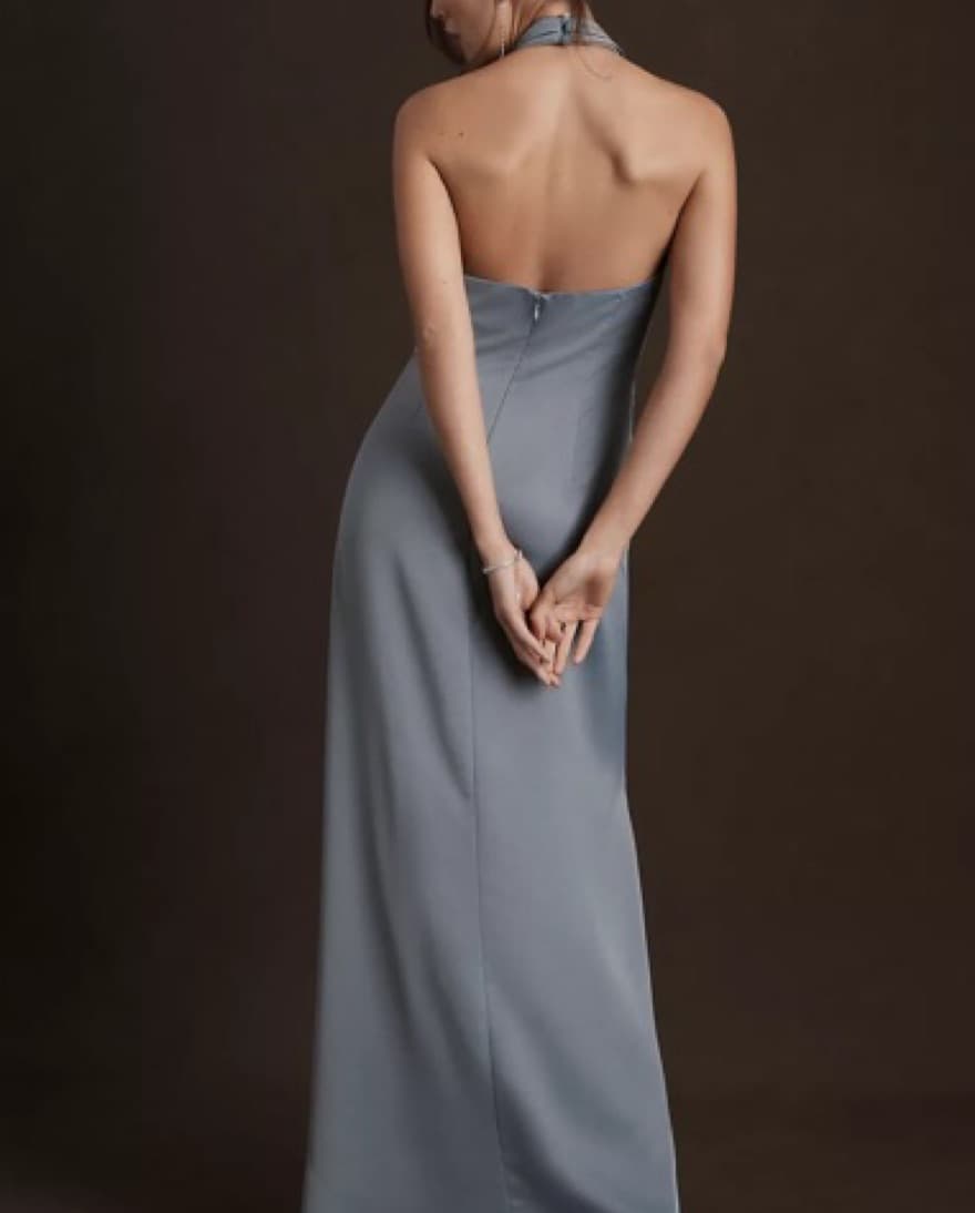 Blue satin dress - Image 2