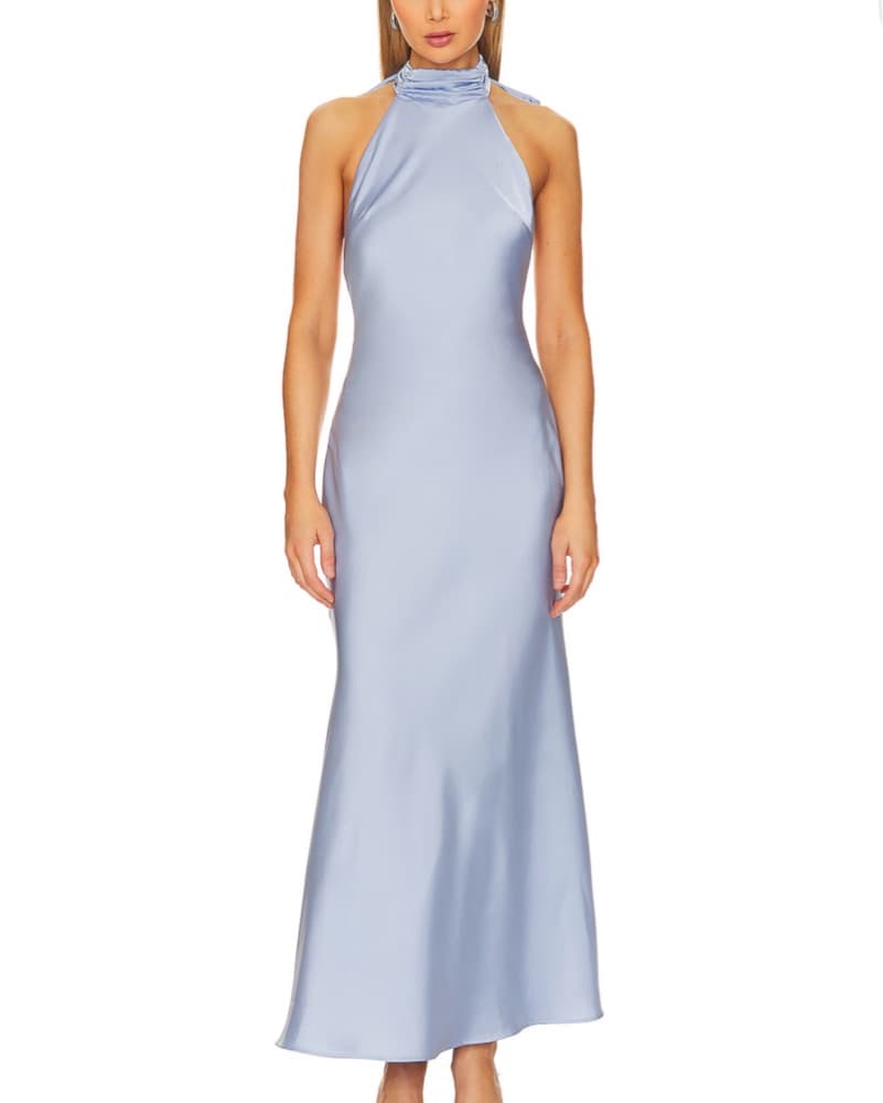 Misha Baby Blue Satin Dress - Image 1