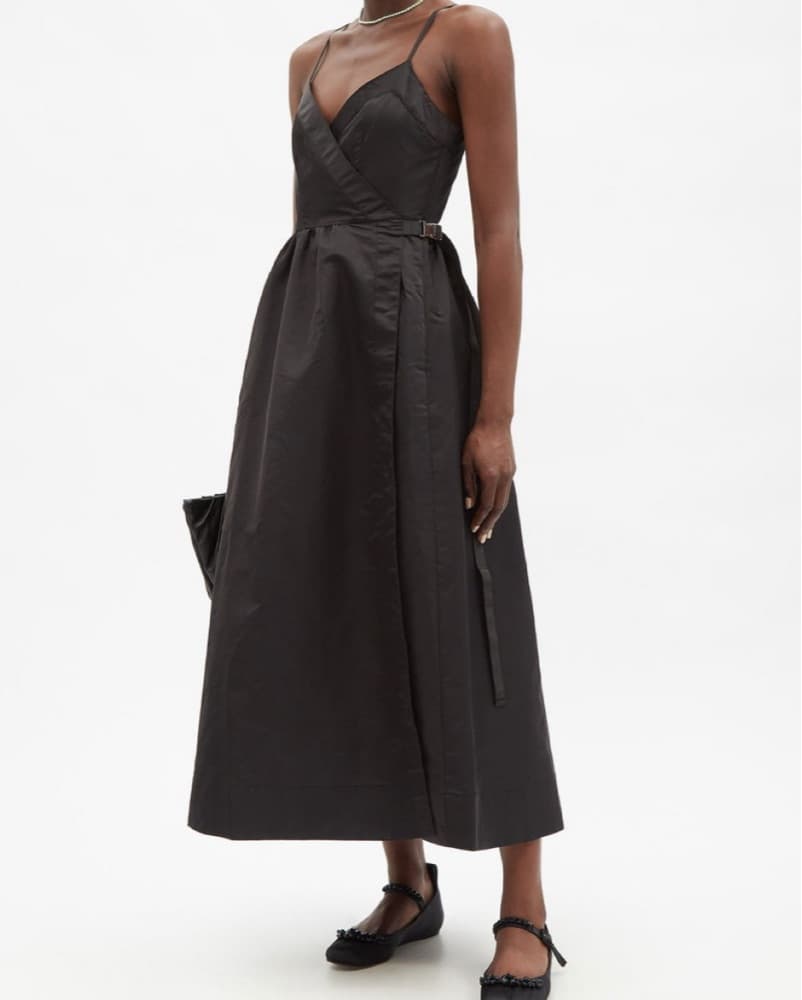 STAUD Nylon Midi Dress with Buckle - Image 1