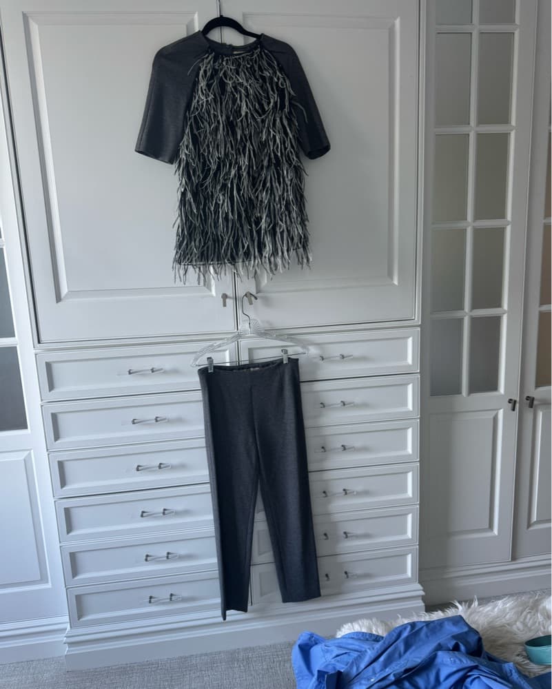 Chic Feathered Shift Top And Pant  - Image 3