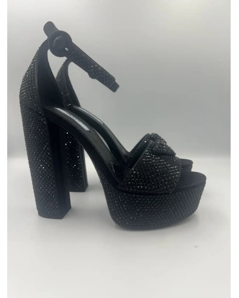 Prada Black Rhinestone Platform Heels - Image 1