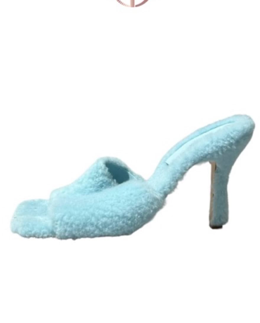 Furry stretch mule sandal - Image 1