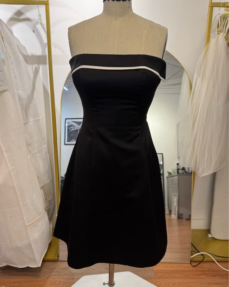 Vintage 90s Black Mini Satin Dress - Image 1