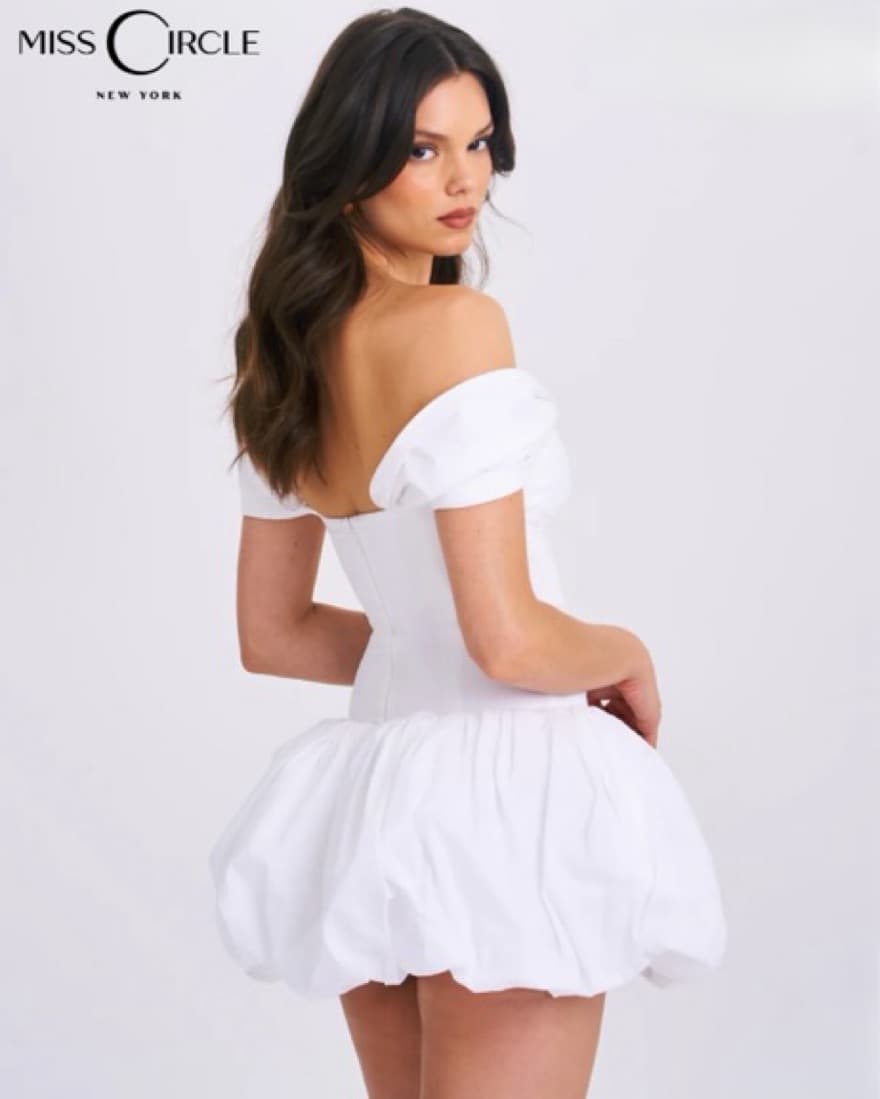 Umika White Bubble Mini Dress - Image 2