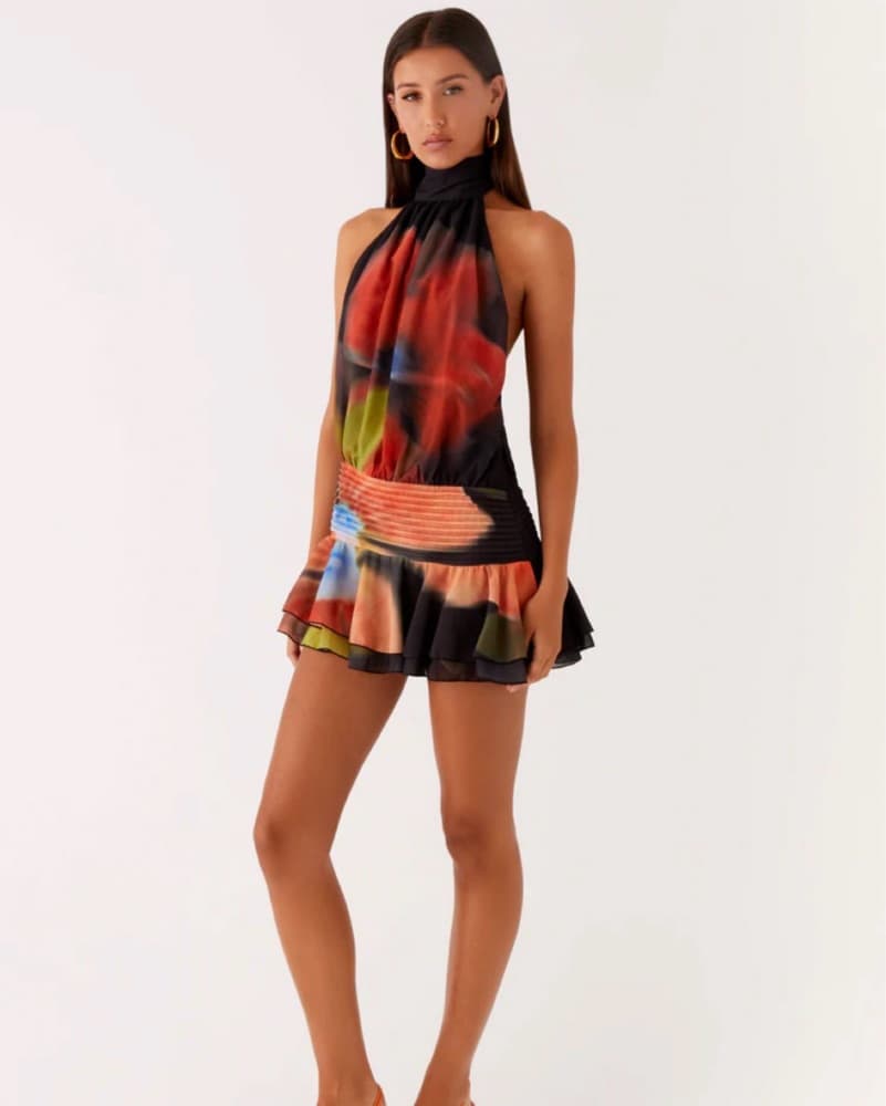 Willow Chiffon Mini Dress - Moody Floral - Image 1
