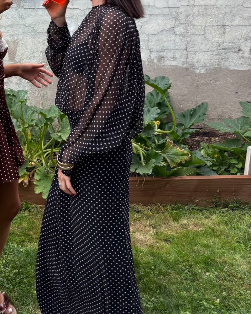Helsa Sabrina Dress In Polka Dot - Image 3