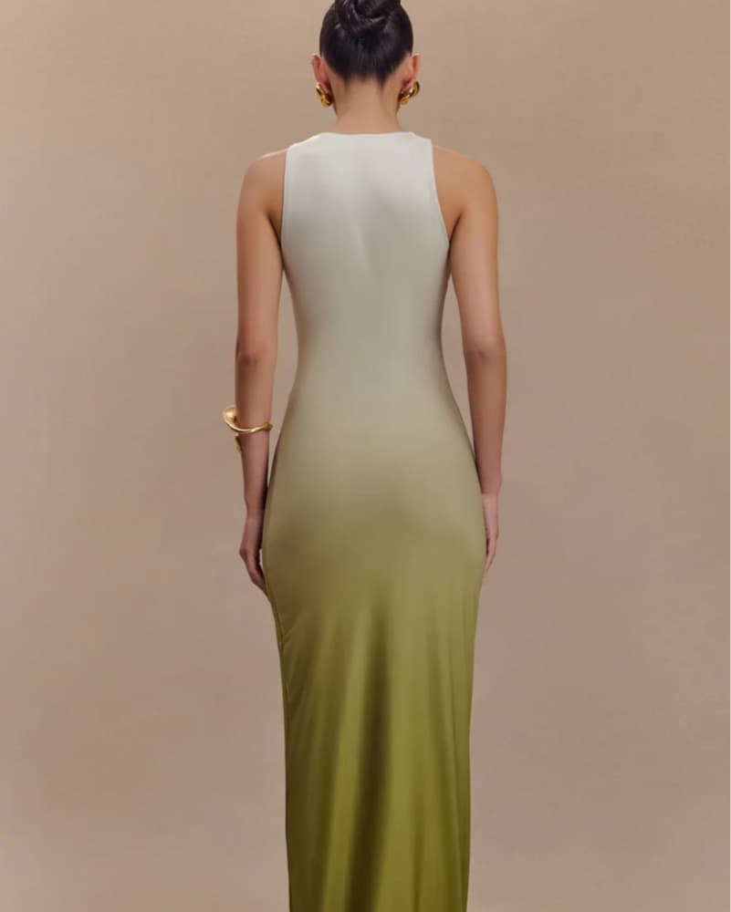 MESHKI Elegant Olive Green Gown - Image 2