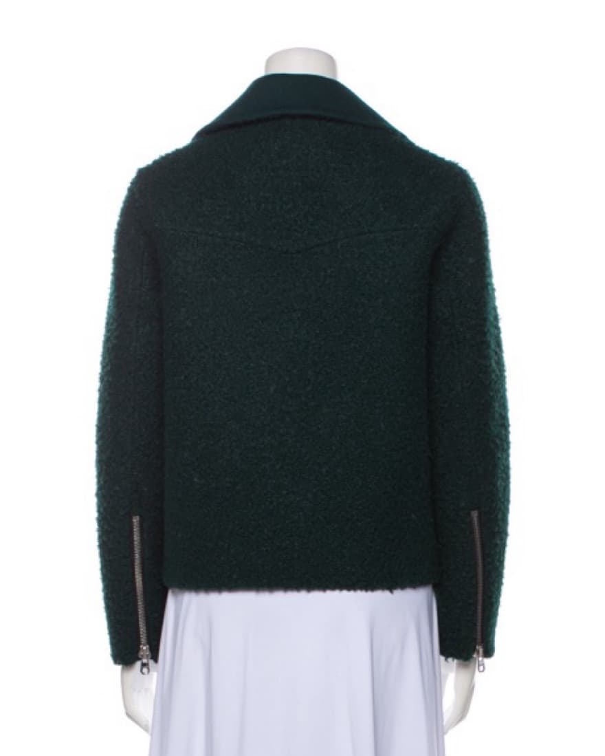 Sandro Green Shearling Biker Jacket  - Image 3