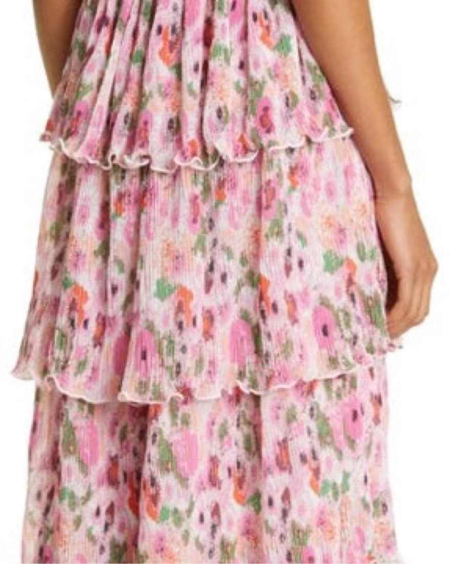 PLEATED GEORGETTE SMOCK MIDI DRESS - Image 2