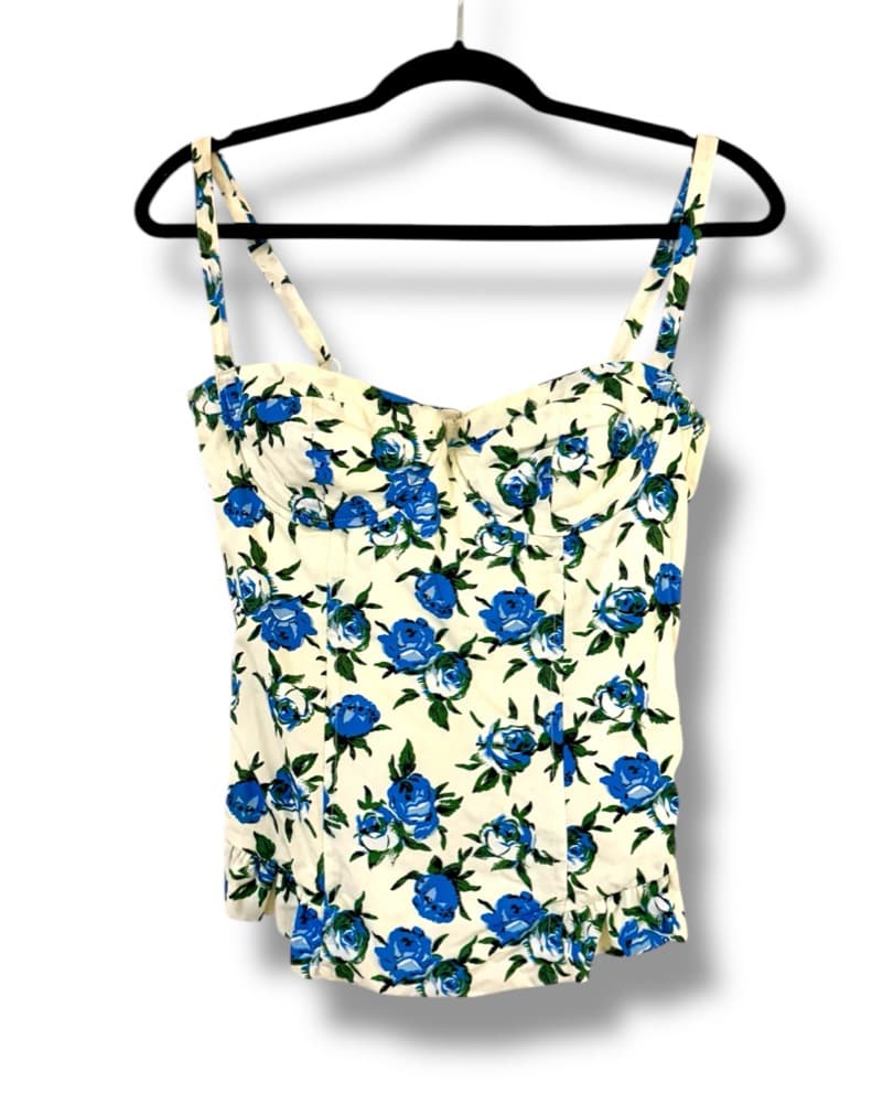 Floral Print Ruffle Corset Top - Image 1