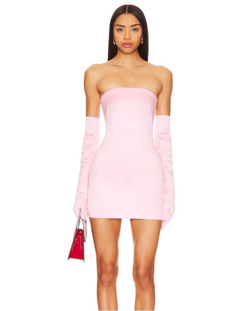 Pink Mini Dress W/ Matching Gloves - Image 1
