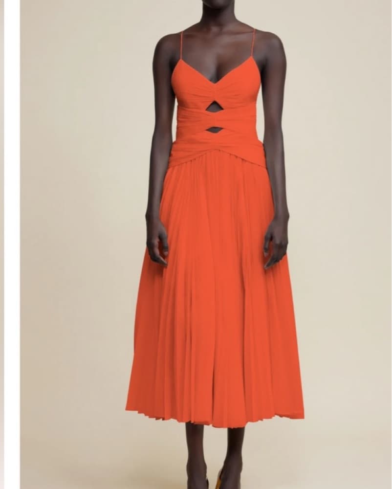Acler Orange Pleated Dress - Image 1