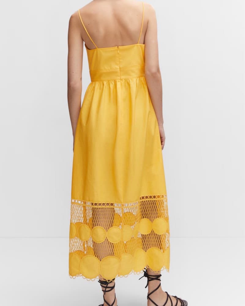 Mango Yellow Embroidered Panel Dress - Image 2
