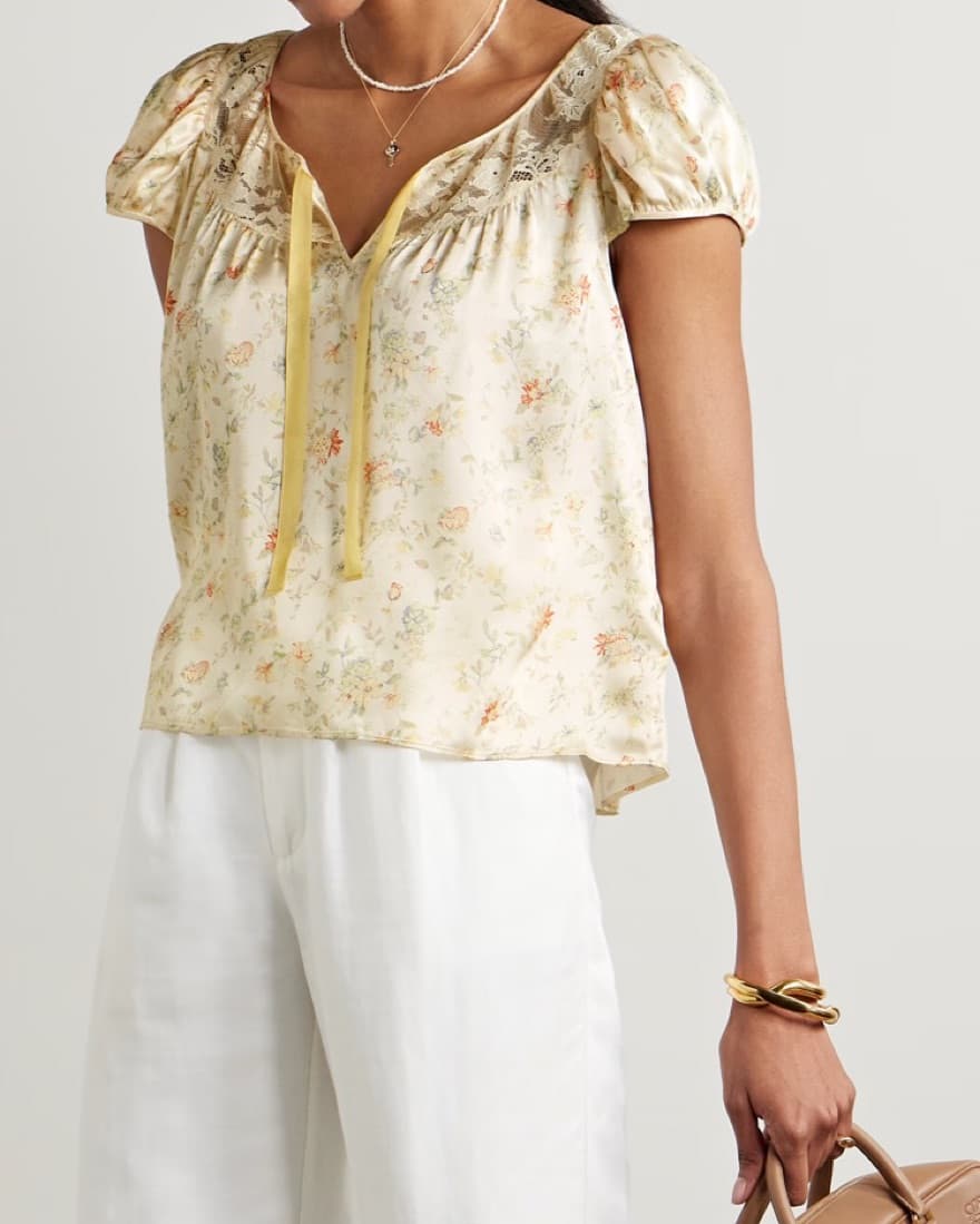DÔEN Camri corded lace-trimmed floral-pr - Image 1