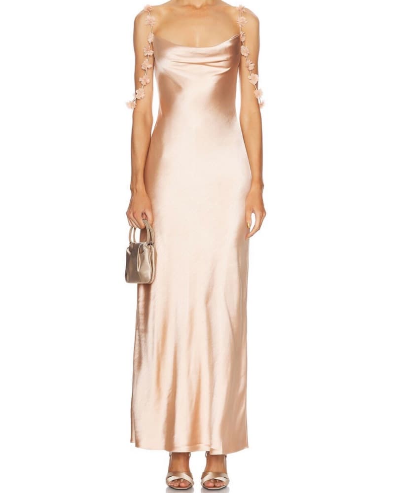 Self-Portrait Satin Flower Dress - Image 1