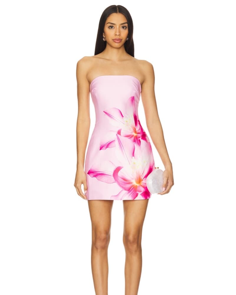 Primrose Mini Dress In Pink Flower - Image 1