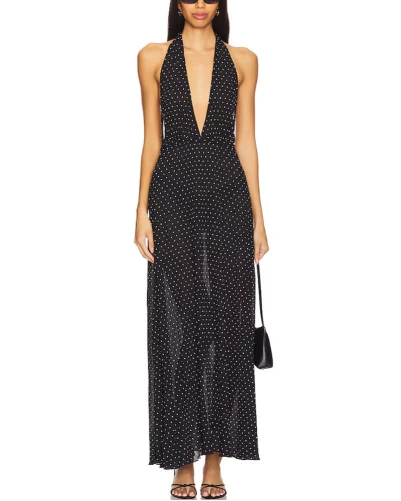 Polka Dot Halter Maxi Dress - Image 1