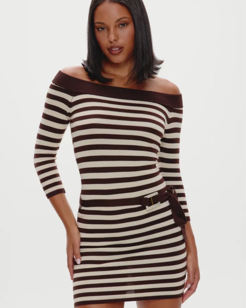 Striped Off-the-Shoulder Dress - Image 1