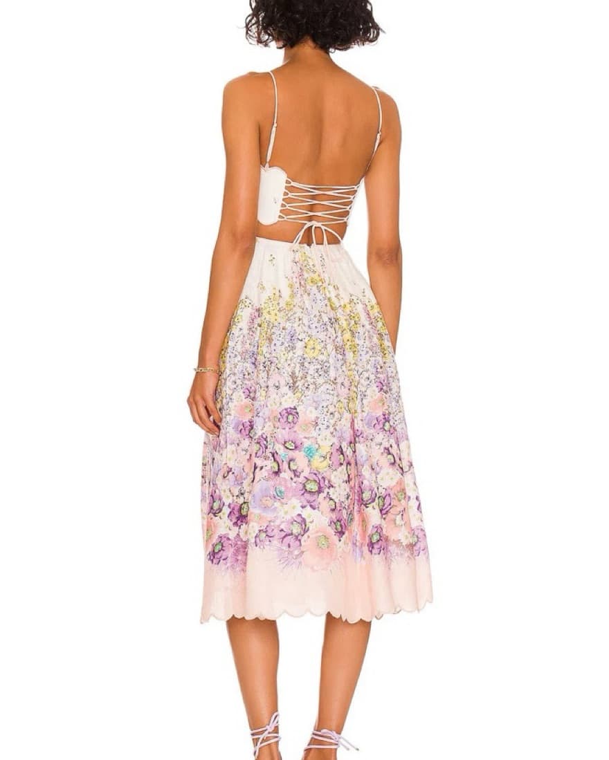Jude Scallop Midi Dress, Peach Gradient  - Image 4