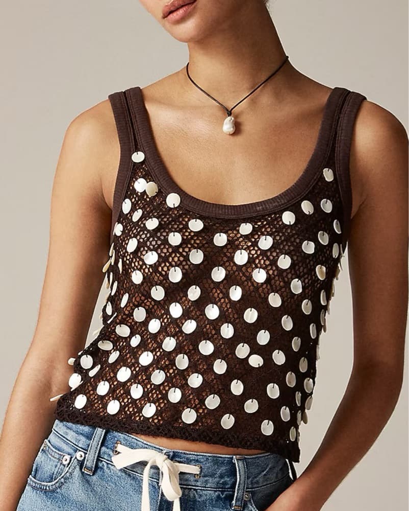 J Crew Polka Dot Crochet Tank Top - Image 2