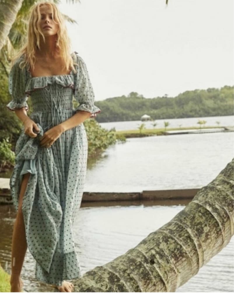 Doen Sol Dress in Azure Swiss Dot - Image 3