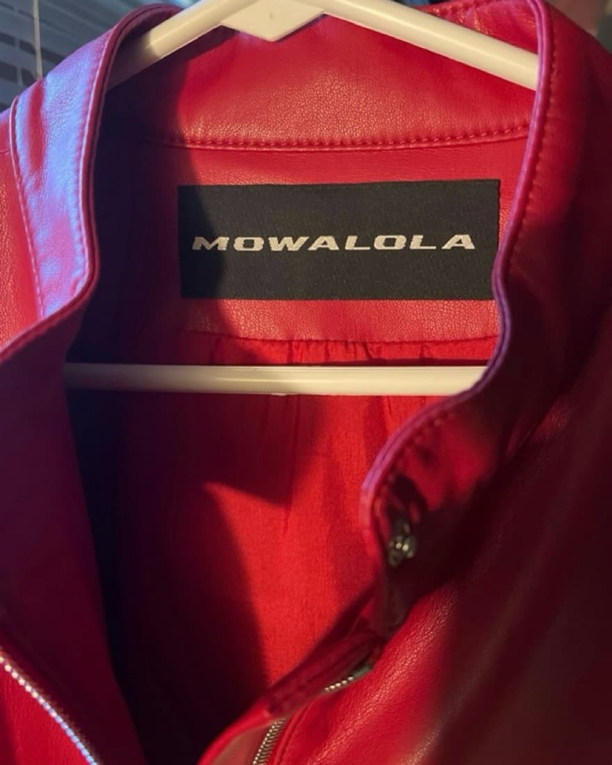  SS23 Red Mowolala Leather Cross Jacket - Image 2