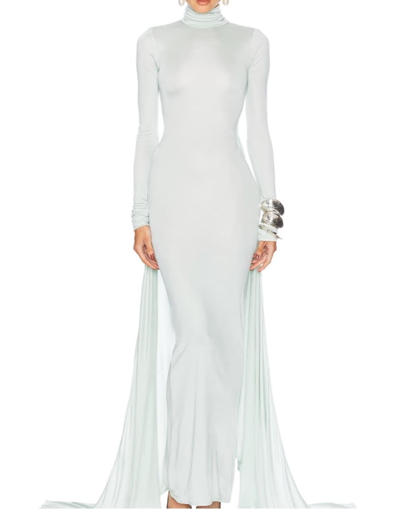 Elegant Mint Green Maxi Dress - Image 2